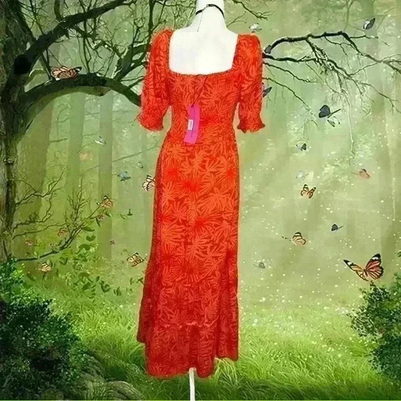 NWT Betsey Johnson Orange Boho Maxi Dress - Picture 6 of 10